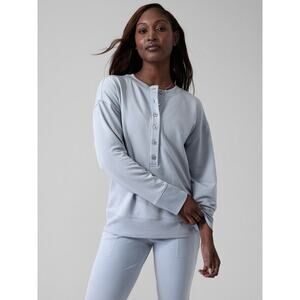 Athleta Sweatshirt Balance Henley Blue Star Cozy Top XXS